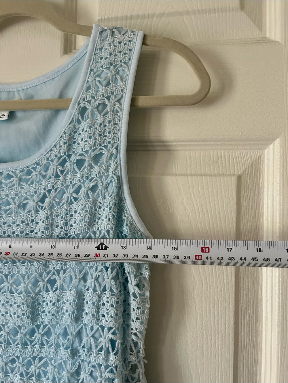 Cato Light Blue Crochet Lace Midi Dress Sleeveless A-Line - Size Large - Picture 7 of 11